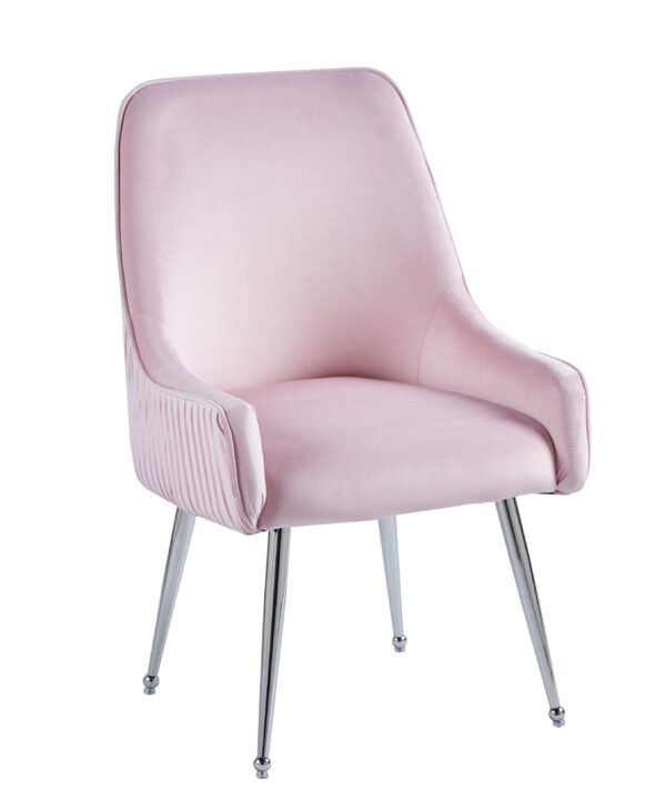 CHAISE LUXURY CHROME VELOURS  ROSE