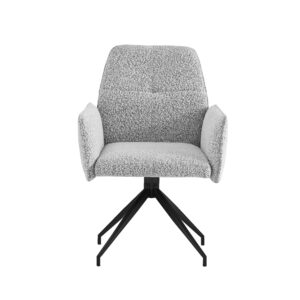 CHAISE CARRERA METAL NOIR TWEED GRIS PIVOTANTE 360° ANTI-TACHE