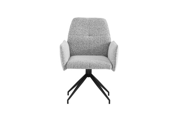 CHAISE CARRERA METAL NOIR TWEED GRIS PIVOTANTE 360° ANTI-TACHE