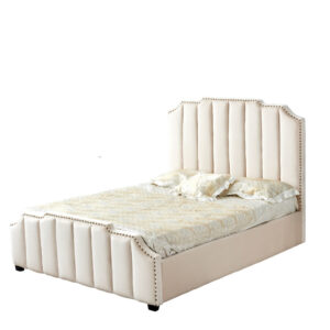 Lit adulte 2 places 160x200 cm PEPPER velours clo?té sommier inclus