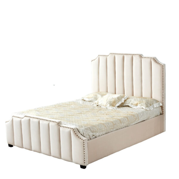 Lit adulte 2 places 140x190 cm PEPPER velours clo?té sommier inclus