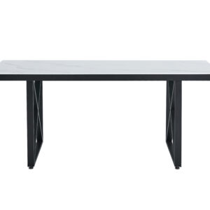 TABLE REPAS LEVANTO METAL NOIR MARBRE BEIGE  180x90x75 cm