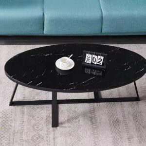 TABLE BASSE GAMMA METAL NOIR PIERRE MARBRE NOIR 120 x 60 x 45 C