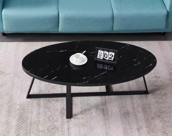 TABLE BASSE GAMMA METAL NOIR PIERRE MARBRE NOIR 120 x 60 x 45 C