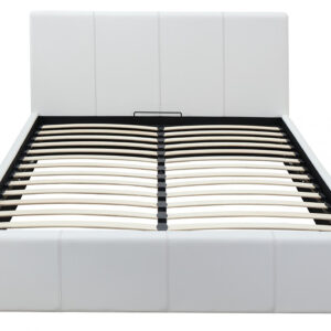 LIT COFFRE BASTIEN EN SIMILICUIR BLANC 160x200 cm