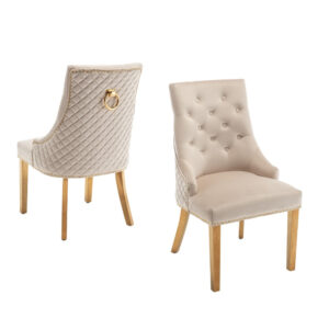 Lot de 2 chaises ANNEAU mattelassée et clo?tée Gold velours