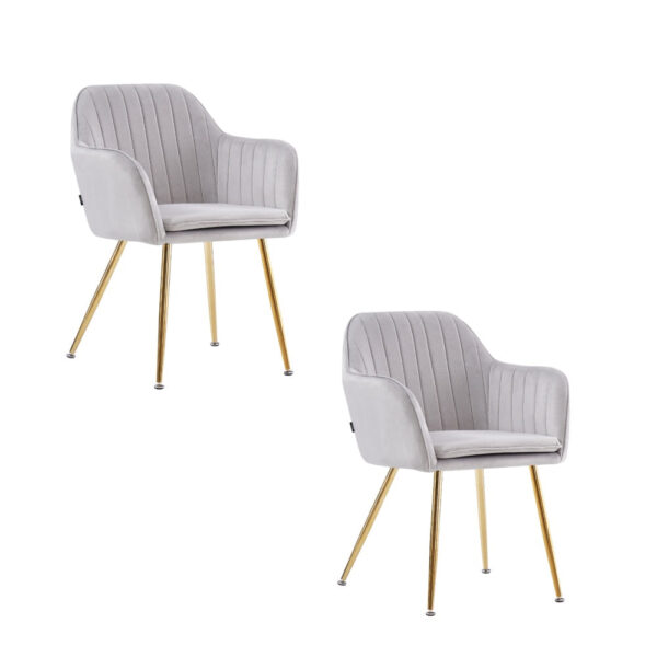 Lot de 2 chaises Chic KANVAS en velours pieds Gold