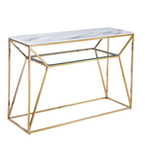 CONSOLE CHERYL EN GOLD MARBRE BLANC 120x40x78 cm
