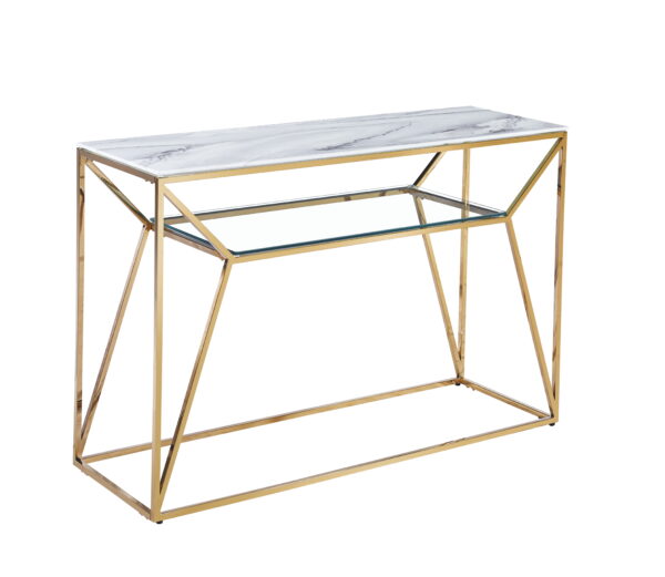 CONSOLE CHERYL EN GOLD MARBRE BLANC 120x40x78 cm
