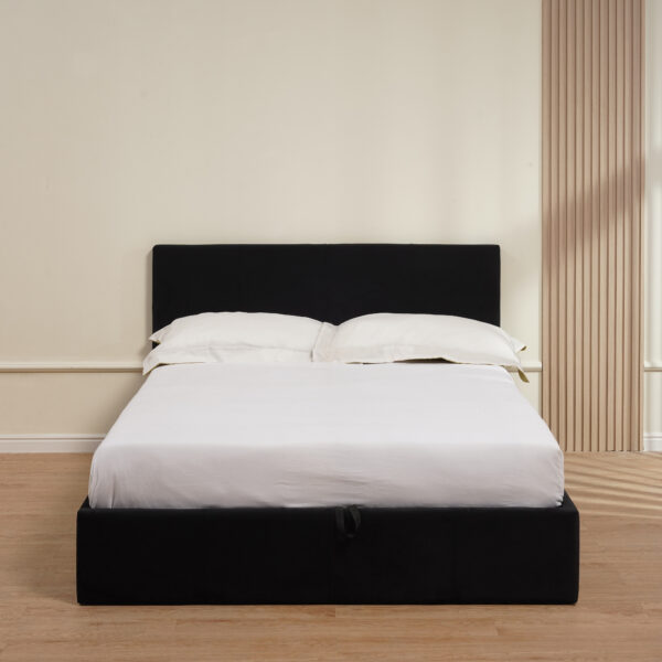 LIT COFFRE BASTIEN VELOURS NOIR 160X200