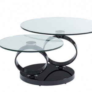 TABLE BASSE AUTOMAT ACIER NOIR TRANSPARENT 70x45 cm