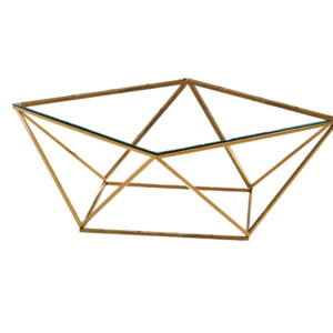 Table Basse ALINA Gold plateau en verre trempé 80x80x45 cm