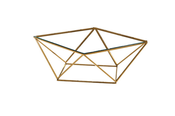 Table Basse ALINA Gold plateau en verre trempé 80x80x45 cm