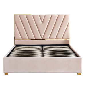 Lit adulte 140x190 cm VERA en velours avec sommier intégré