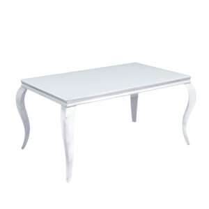 TABLE REPAS BAROQUE CHROME BLANC ULTRA 150x90x75 cm