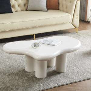 TABLE BASSE NUJ PIED BLANC PLATEAU BLANC 120X70X40