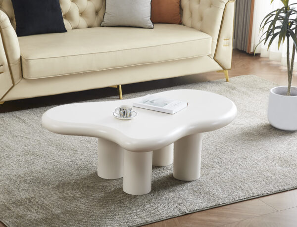 TABLE BASSE NUJ PIED BLANC PLATEAU BLANC 120X70X40