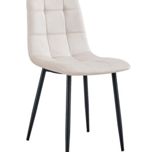 CHAISE ELISA PIED METAL NOIR VELOURS BEIGE