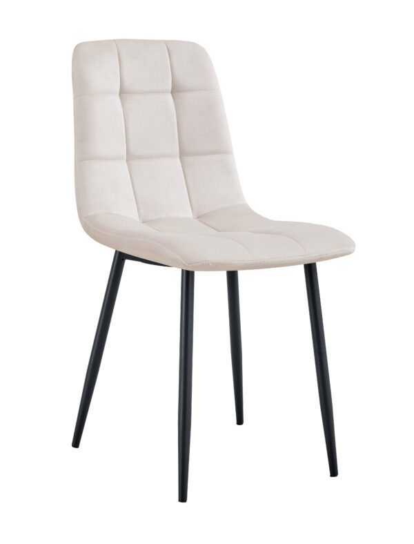 CHAISE ELISA PIED METAL NOIR VELOURS BEIGE