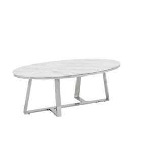 TABLE BASSE GAMMA CHROME PIERRE MARBRE 120 x 60 x 45 CM