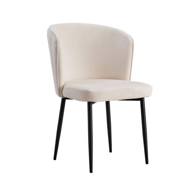 CHAISE DIANA METAL NOIR VELOURS BEIGE