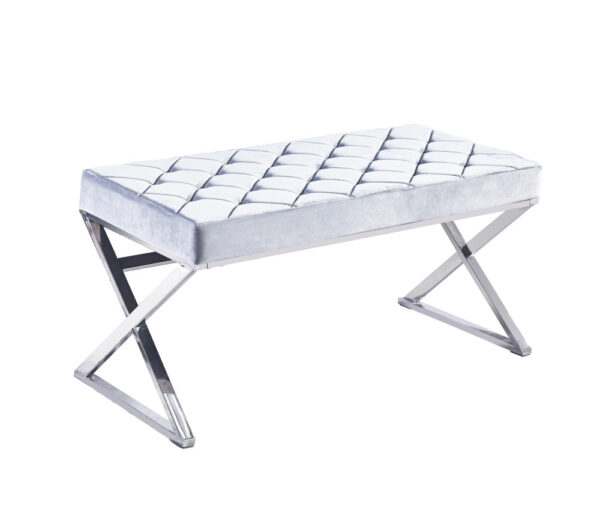 Banquette OLYMPE structure Inox et velours Gris