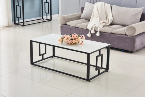 Table basse SOPHIE  pieds en métal noir 120 cm