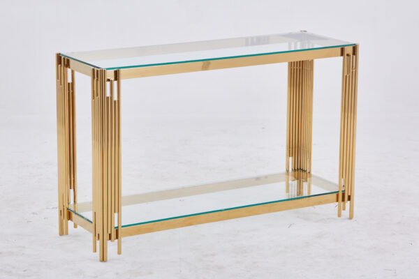 CONSOLE FLUTE GOLD TRANSPARENT 120x40x78 cm