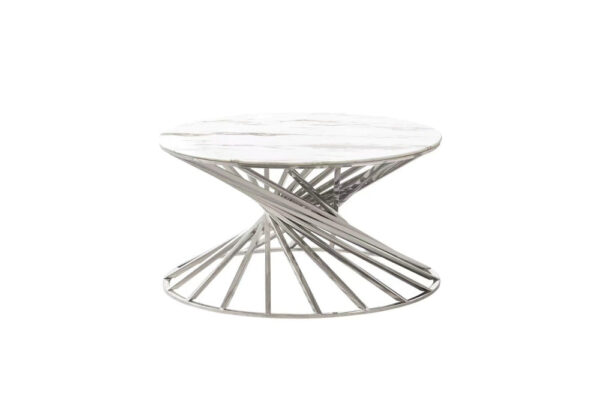 Table basse ronde NAUTILUS chromé plateau verre  D80 cm