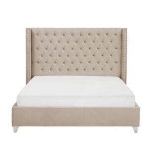 Lit double 160X200 cm PRINCESSE velours sommier inclus