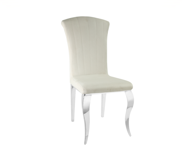 CHAISE LOUIS CHROME VELOURS ECRU
