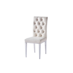 CHAISE NEVADA CAPITONNE AVEC BOUTONS CHROME VELOURS BEIGE