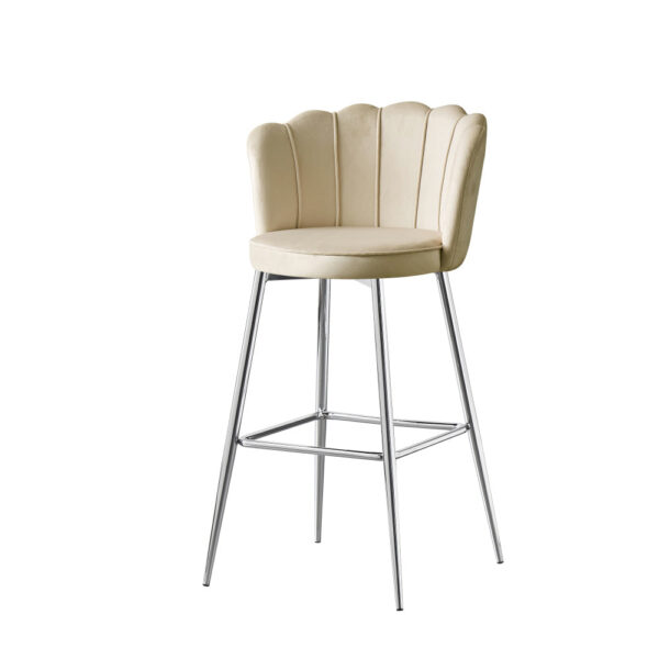 Lot de 2 tabourets de bar NYMPHEA Chrome en velours