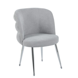 CHAISE SACHA PIEDS CHROME ASSISE GRIS TISSU EFFET LIN