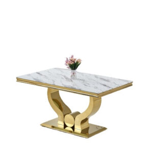 Table à manger TROFY 4 à 6 personnes Gold verre 150x90 cm
