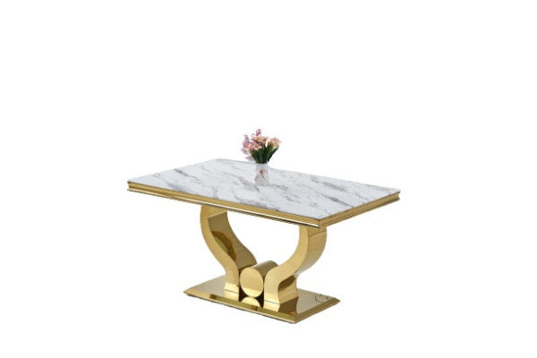Table à manger TROFY 4 à 6 personnes Gold verre 150x90 cm
