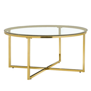 TABLE BASSE LORIE PIED GOLD TRANSPARENT 90CM