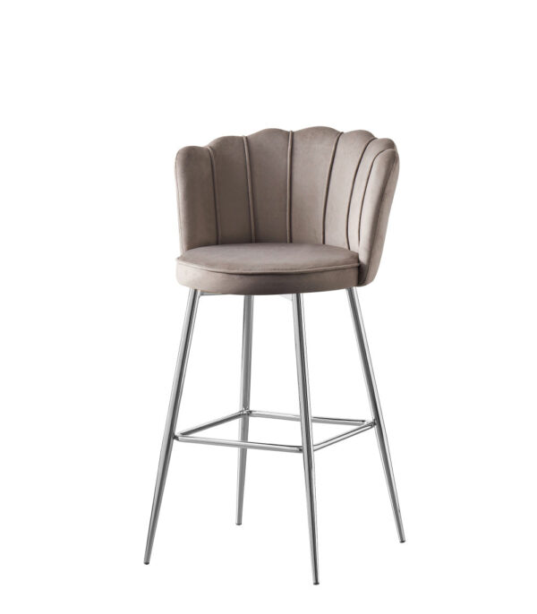 Lot de 2 tabourets de bar NYMPHEA Chrome en velours