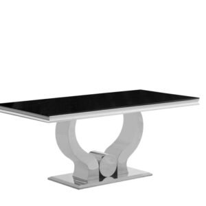 Table à manger TROFY 4 à 6 personnes chrome verre 150x90 cm