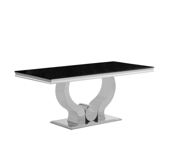 Table à manger TROFY 4 à 6 personnes chrome verre 150x90 cm