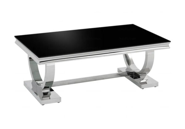 Table Basse Omega Chrome plateau verre 120x70 cm
