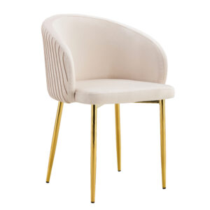 CHAISE AVEC ACCOUDOIR CARLITA BEIGE PIED GOLD