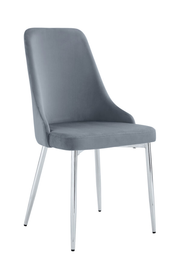 CHAISE BELIZE PIED CHROME VELOURS GRIS
