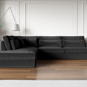 CANAPE LE BRISTOLA ANGLE GAUCHE VELOURS ANTHRACITE 315X230cm
