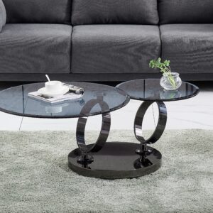 TABLE BASSE AUTOMAT NOIR VERRE 70x45 cm