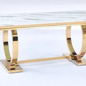 Table Basse Omega Gold plateau verre 120x70 cm