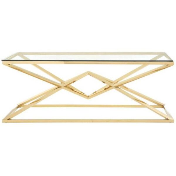 Table basse Rectangle PYRAMIDE Gold 120cm