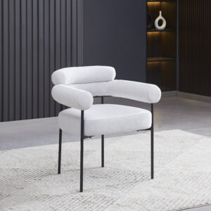 CHAISE AVEC ACCOUDOIR BULLE PIED METAL NOIR SERGE GRIS