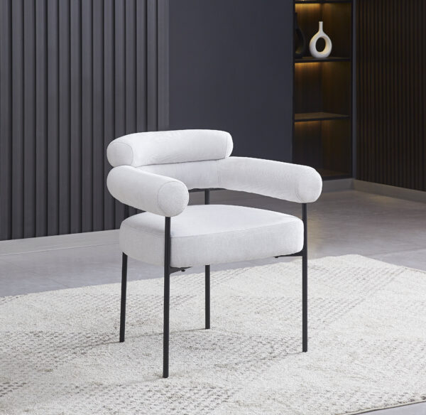 CHAISE AVEC ACCOUDOIR BULLE PIED METAL NOIR SERGE GRIS