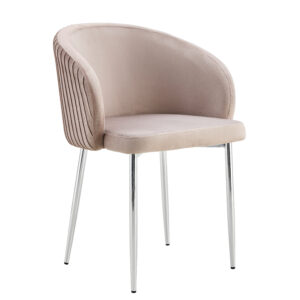 CHAISE AVEC ACCOUDOIR CARLITA MOKA PIED CHROME